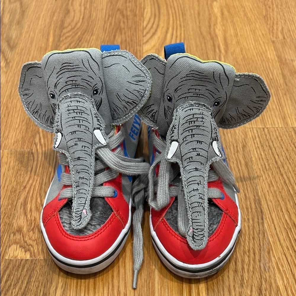 Feiyue Kids Sneakers - Red and Gray Elephant Design